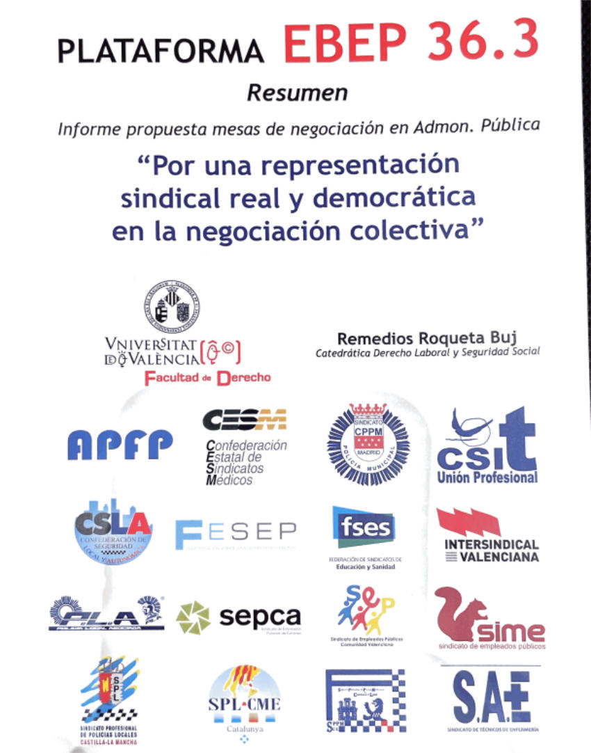 Plataforma 36.3 EBEP Por una representacion sindical real y democratica en la negociacion colectiva