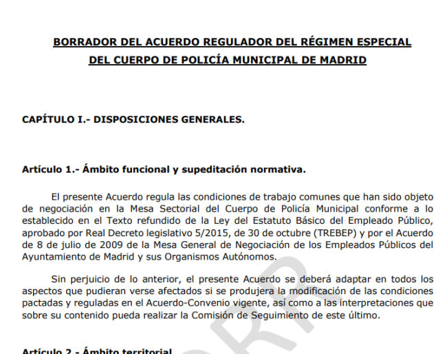 Borrador Acuerdo Policía Municipal Madrid